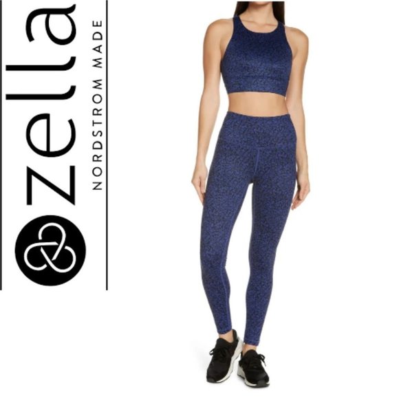 NEW Live In High Waist Ankle Performance Leggings Blue Twilight Wave Print Small - Picture 7 of 10